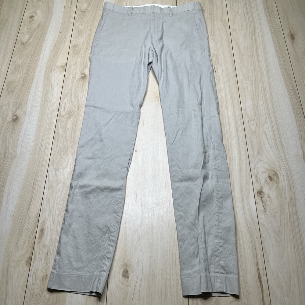 Theory Linen Cotton Blend Chino Pants Slim Fit Mens Size 30x32 Gray - Picture 2 of 12